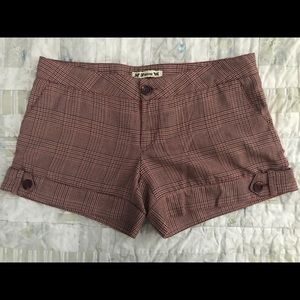 Red/ black plaid trouser shorts